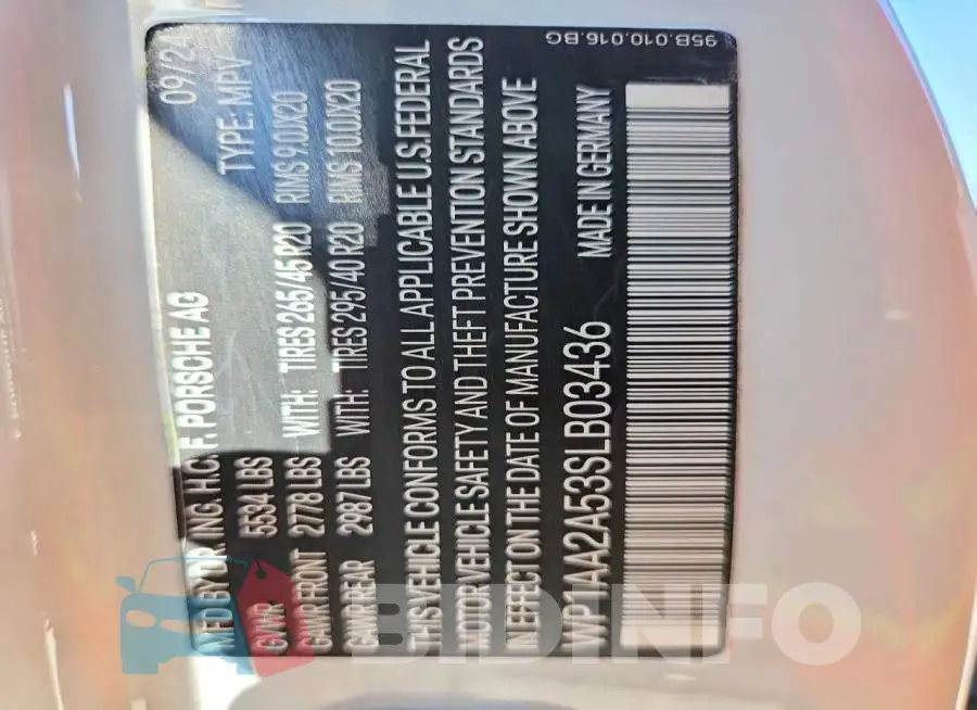 WP1AA2A53SLB03436 Photo# 14
