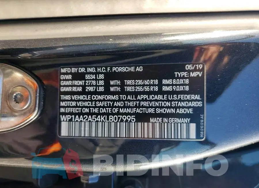 WP1AA2A54KLB07995 Photo# 13
