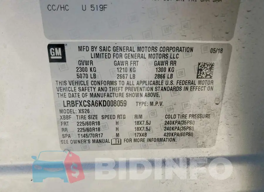 LRBFXCSA6KD008059 Photo# 13
