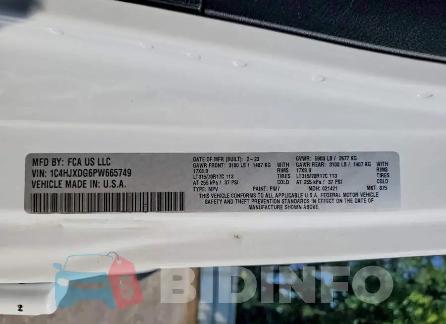 1C4HJXDG6PW665749 Photo# 13