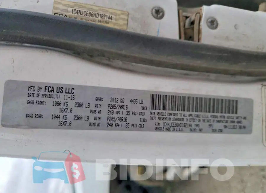 1C4NJCEB6HD182144 Photo# 13