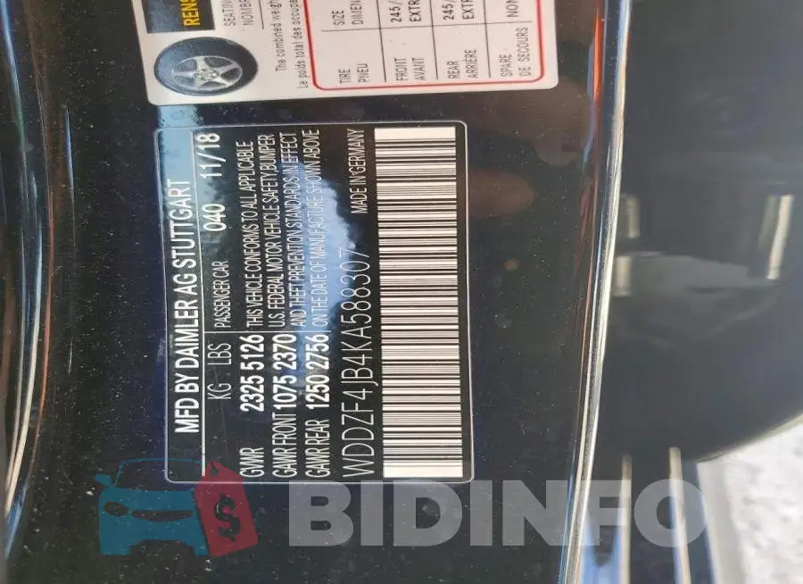 WDDZF4JB4KA588307 Photo# 13
