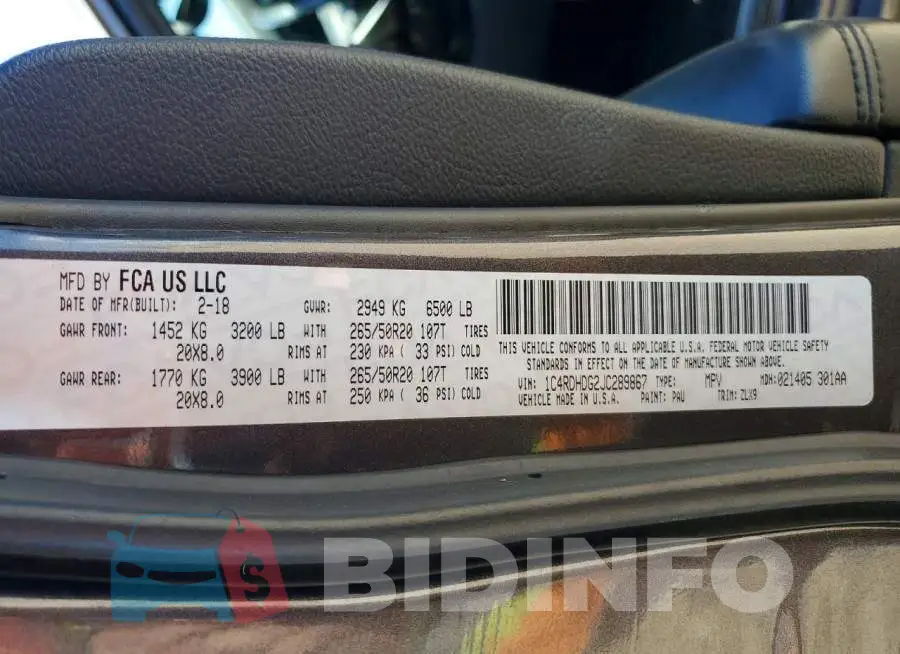 1C4RDHDG2JC289867 Photo# 14