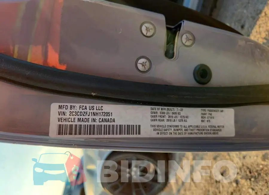 2C3CDZFJ1NH172051 Photo# 12