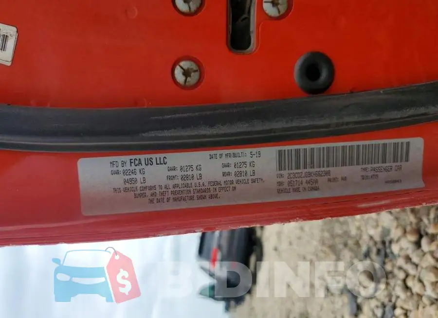 2C3CDZJG9KH662308 Photo# 13