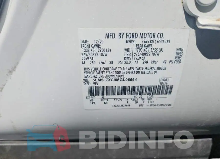 5LM5J7XC9MGL06664 Photo# 14