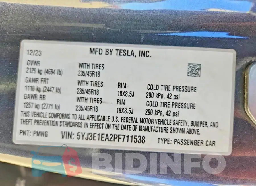 5YJ3E1EA2PF711538 Photo# 12