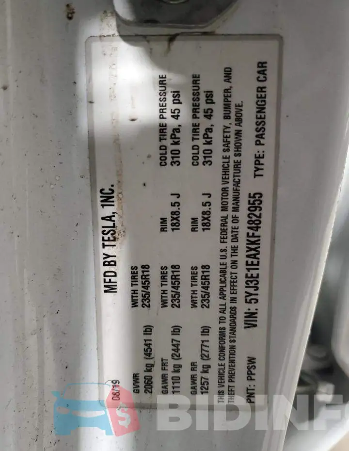 5YJ3E1EAXKF482955 Photo# 12