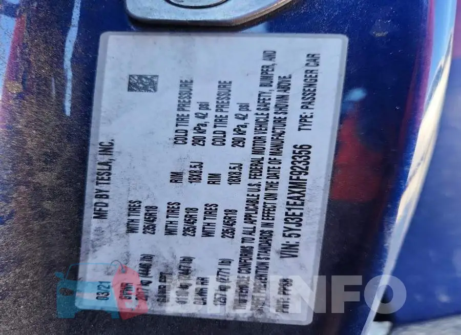 5YJ3E1EAXMF923356 Photo# 13