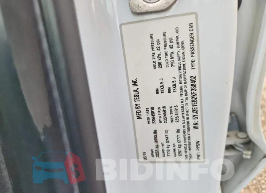 5YJ3E1EB2KF388402 Photo# 13