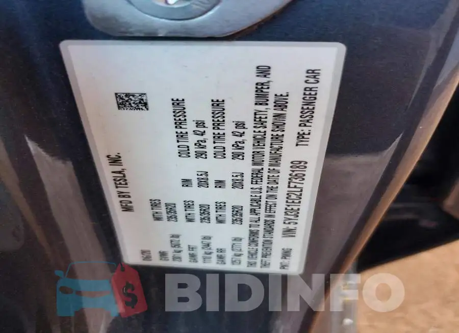5YJ3E1EC2LF736189 Photo# 12