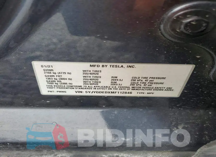 5YJYGDEDXMF112846 Photo# 12