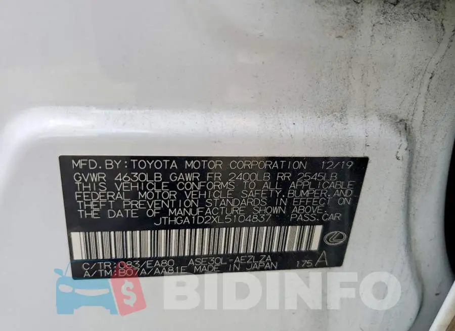 JTHGA1D2XL5104837 Photo# 12