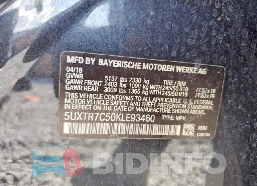 5UXTR7C50KLE93460 Photo# 13
