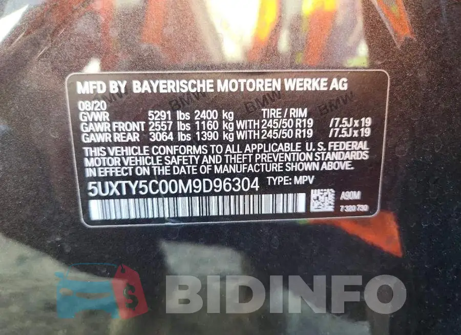 5UXTY5C00M9D96304 Photo# 13