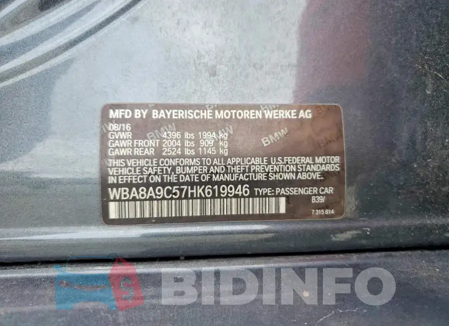 WBA8A9C57HK619946 Photo# 12