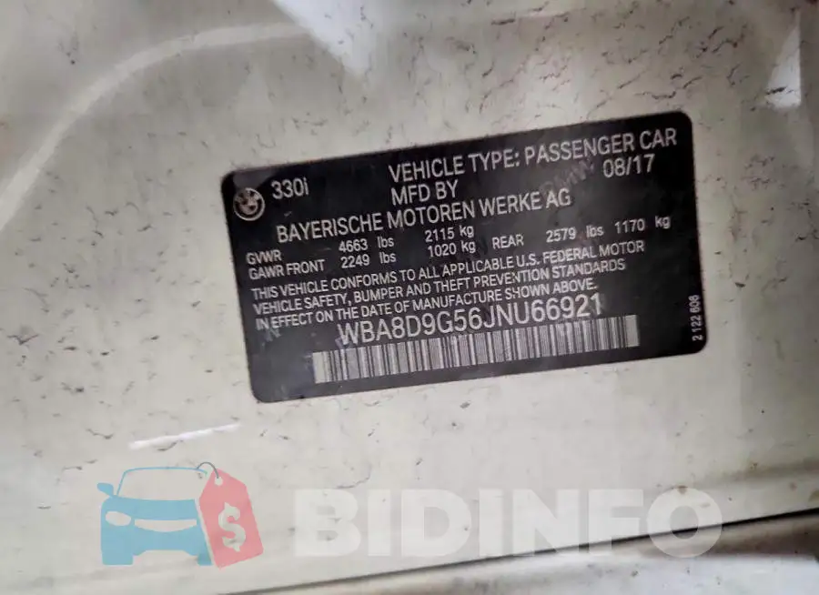 WBA8D9G56JNU66921 Photo# 12