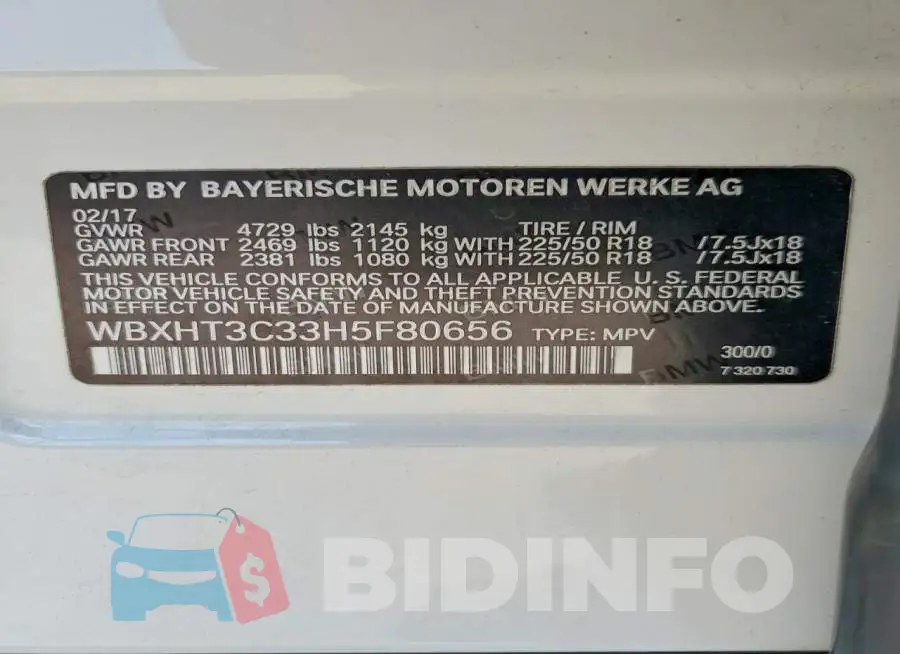 WBXHT3C33H5F80656 Photo# 13