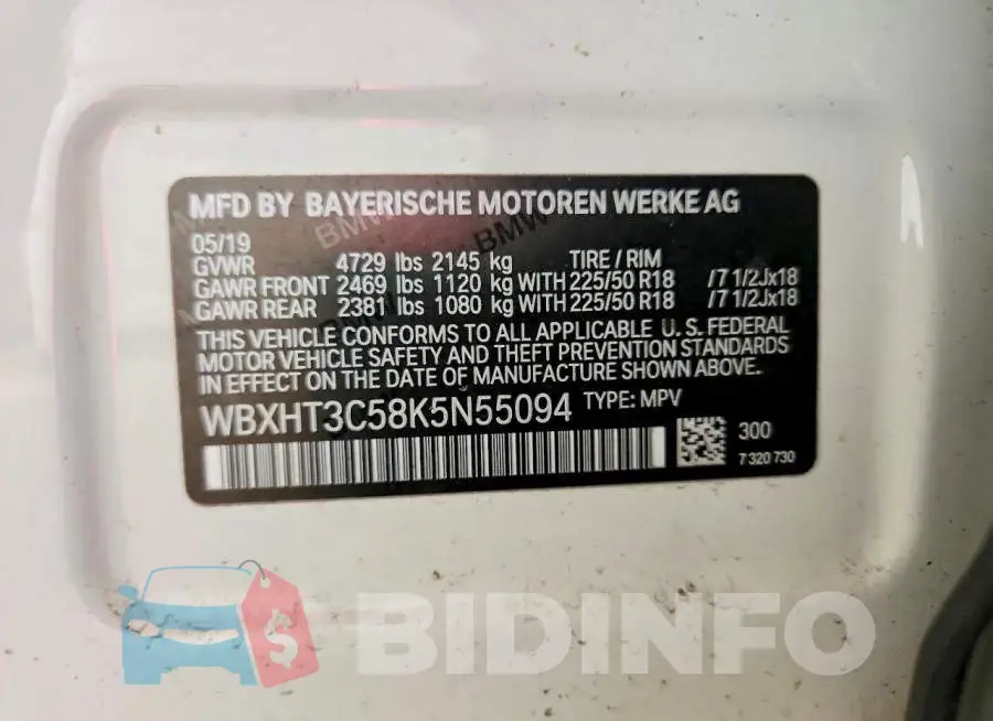 WBXHT3C58K5N55094 Photo# 13