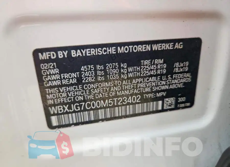 WBXJG7C00M5T23402 Photo# 13