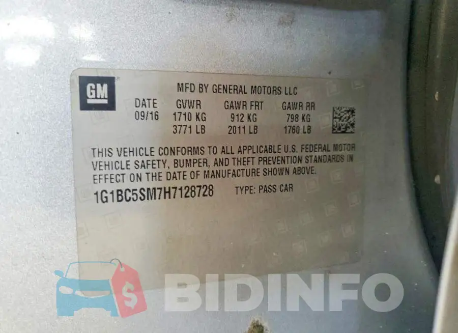 1G1BC5SM7H7128728 Photo# 12