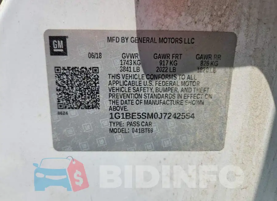 1G1BE5SM0J7242554 Photo# 12