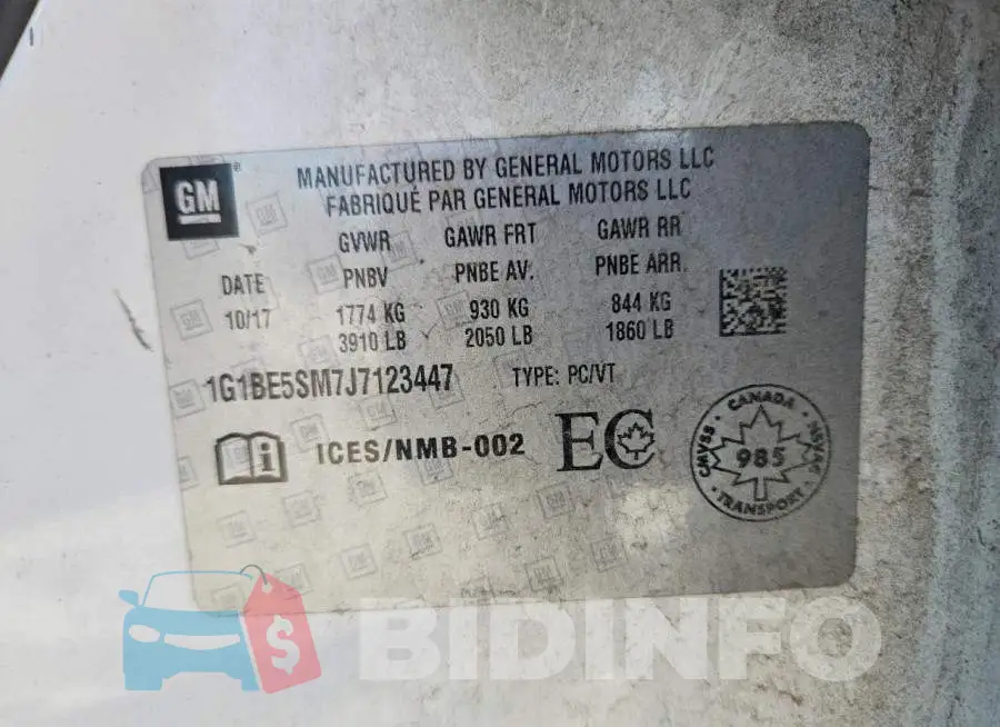 1G1BE5SM7J7123447 Photo# 12