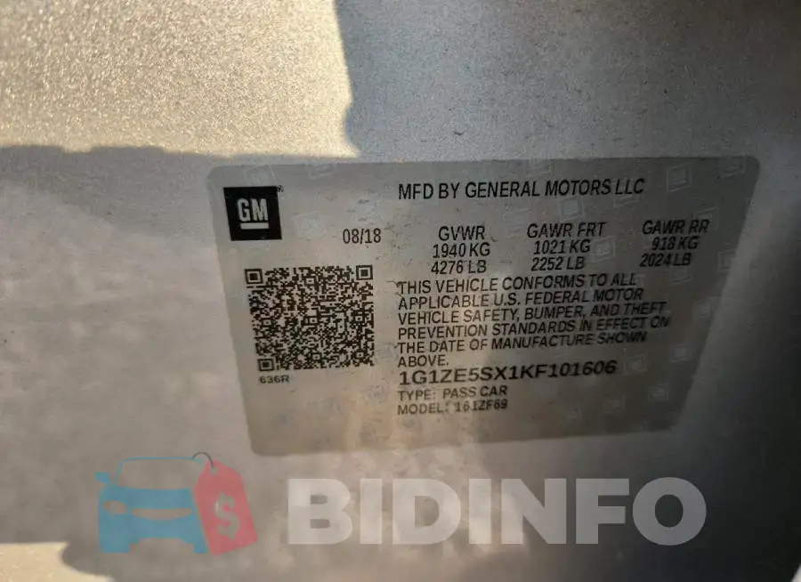 1G1ZE5SX1KF101606 Photo# 12