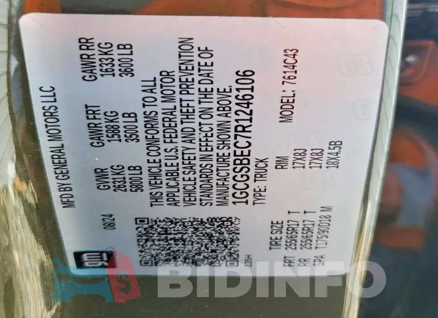 1GCGSBEC7R1246106 Photo# 12