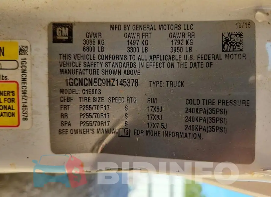 1GCNCNEC9HZ145378 Photo# 12