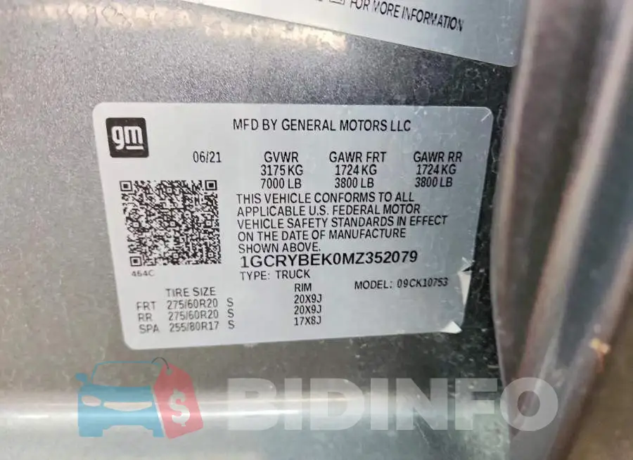 1GCRYBEK0MZ352079 Photo# 12