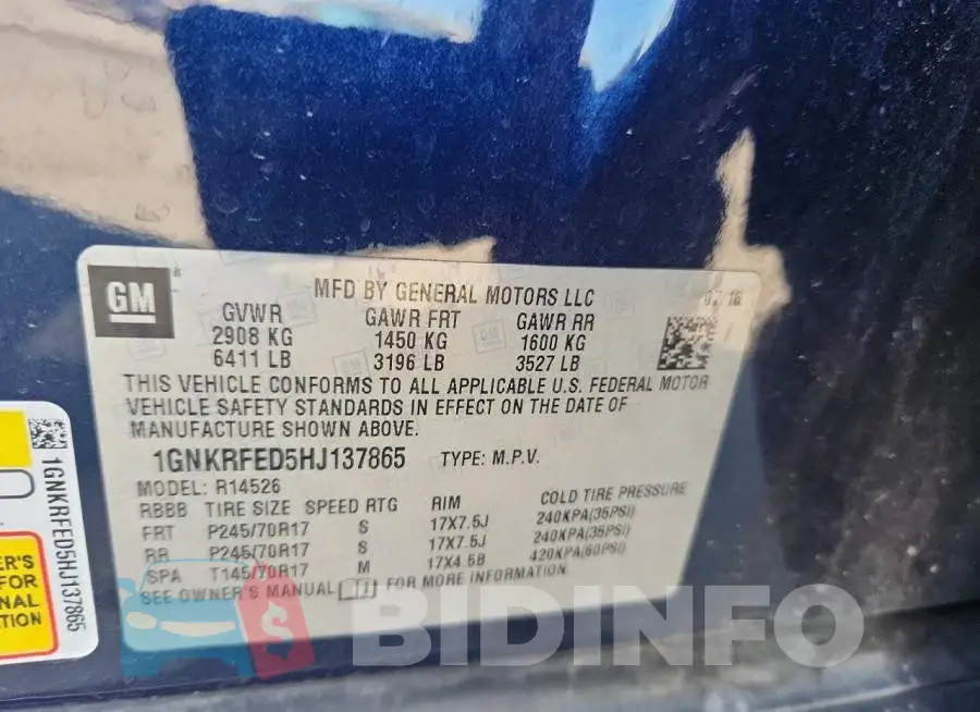 1GNKRFED5HJ137865 Photo# 12