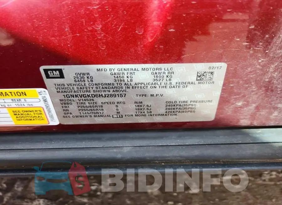 1GNKVGKD6HJ289157 Photo# 13