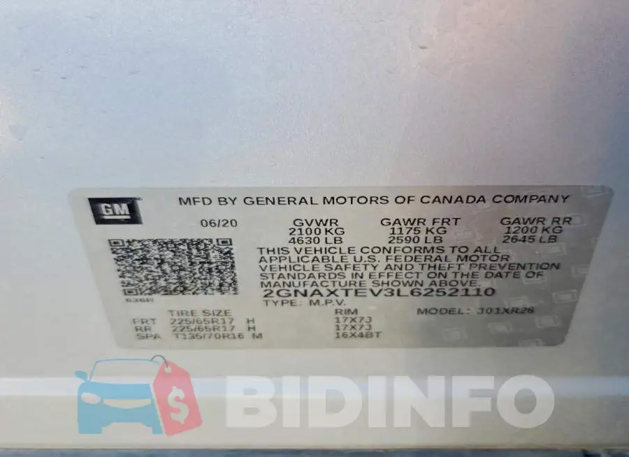 2GNAXTEV3L6252110 Photo# 12