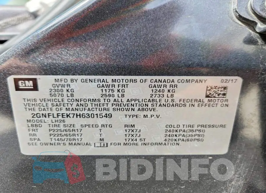 2GNFLFEK7H6301549 Photo# 13