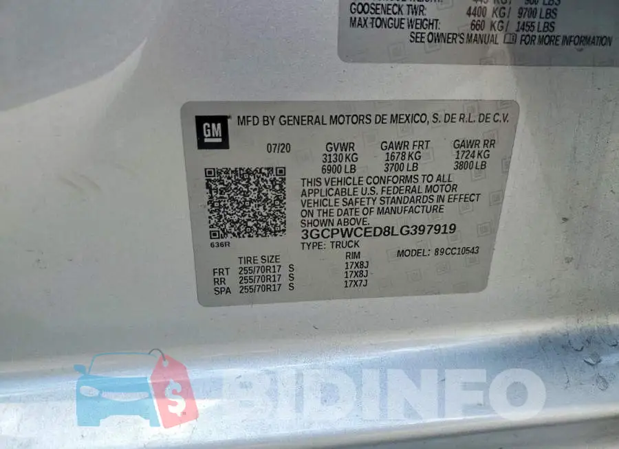 3GCPWCED8LG397919 Photo# 12