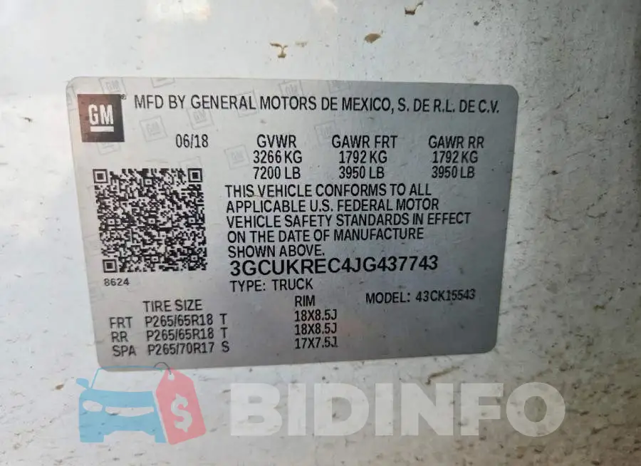 3GCUKREC4JG437743 Photo# 12