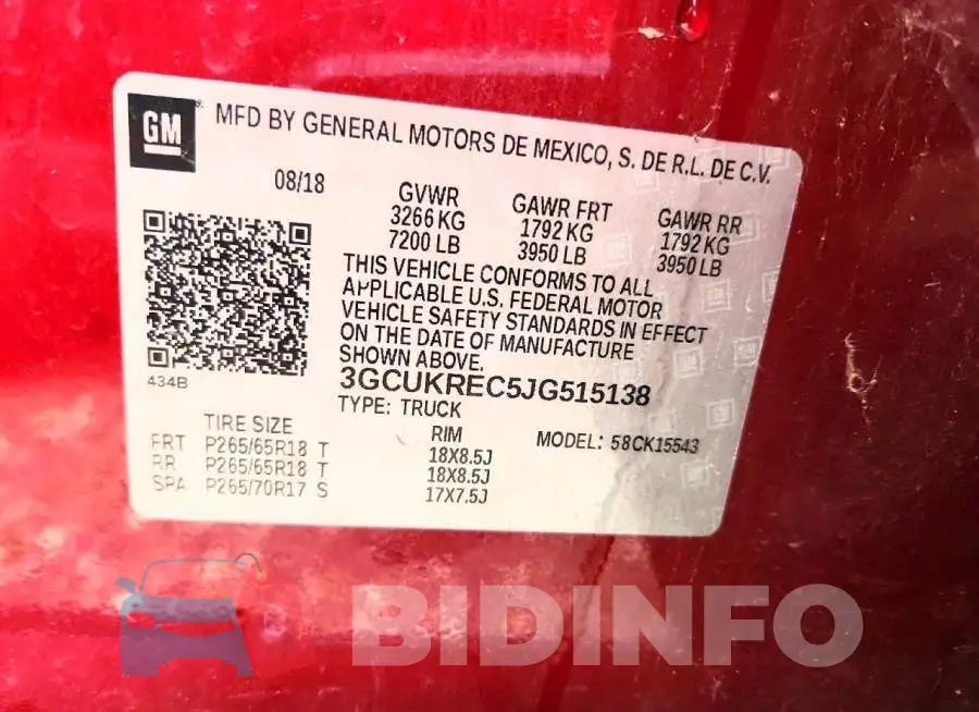 3GCUKREC5JG515138 Photo# 13
