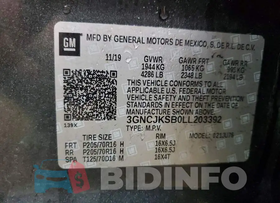 3GNCJKSB0LL203392 Photo# 13