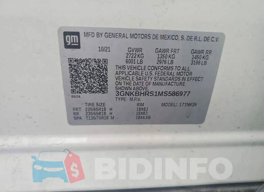 3GNKBHRS1MS586977 Photo# 13