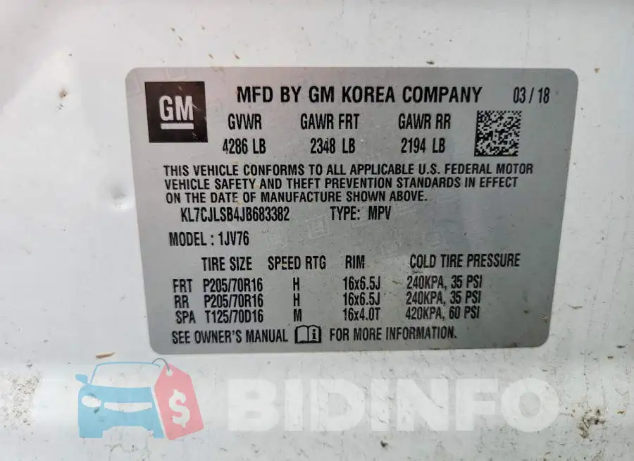 KL7CJLSB4JB683382 Photo# 12