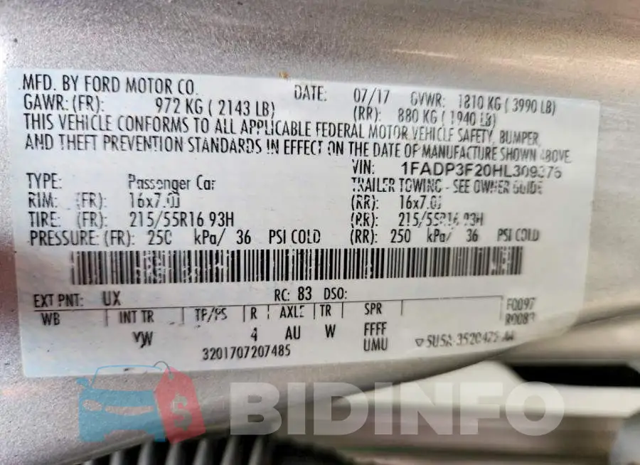 1FADP3F20HL309376 Photo# 13
