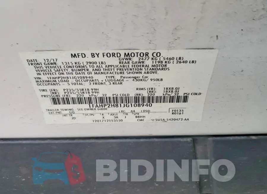 1FAHP2H81JG108940 Photo# 12