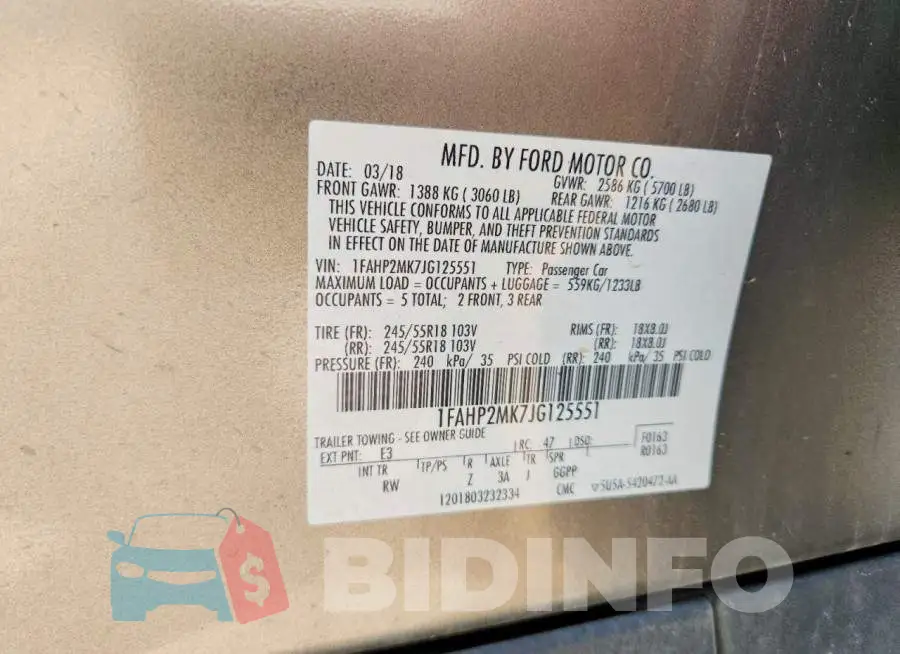 1FAHP2MK7JG125551 Photo# 12
