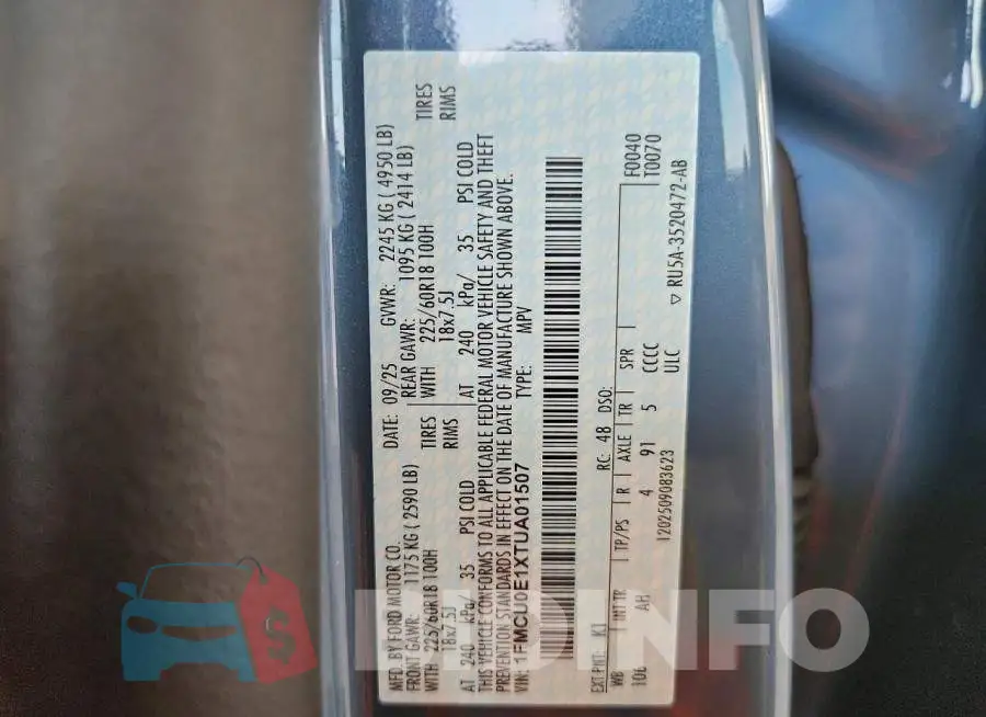 1FMCU0E1XTUA01507 Photo# 14
