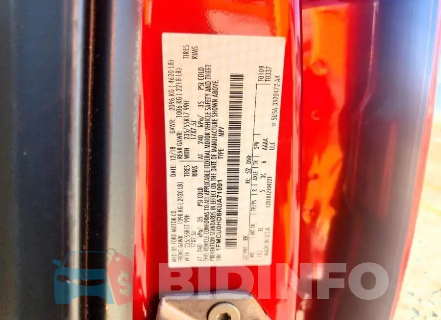 1FMCU0HD8KUA71091 Photo# 13