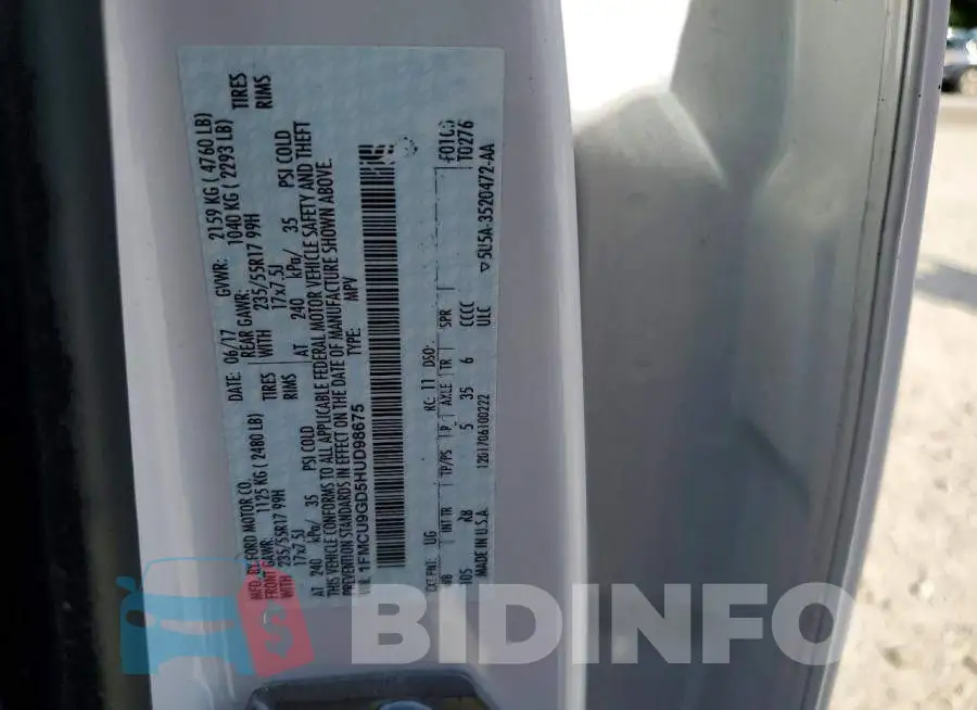 1FMCU9GD5HUD98675 Photo# 13