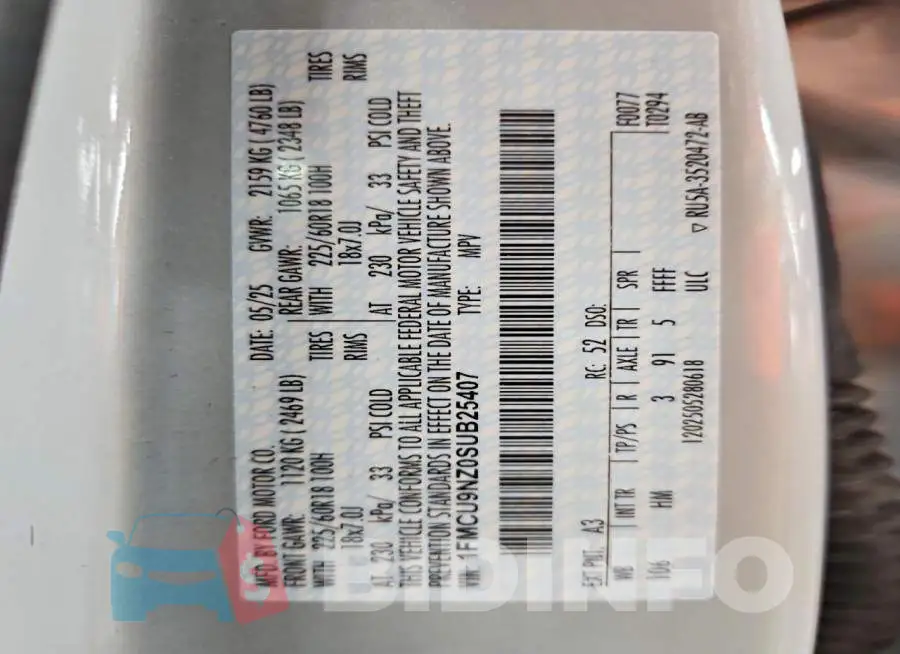 1FMCU9NZ0SUB25407 Photo# 12