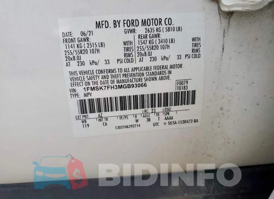 1FMSK7FH3MGB93066 Photo# 13
