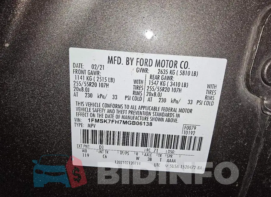 1FMSK7FH7MGB06138 Photo# 13